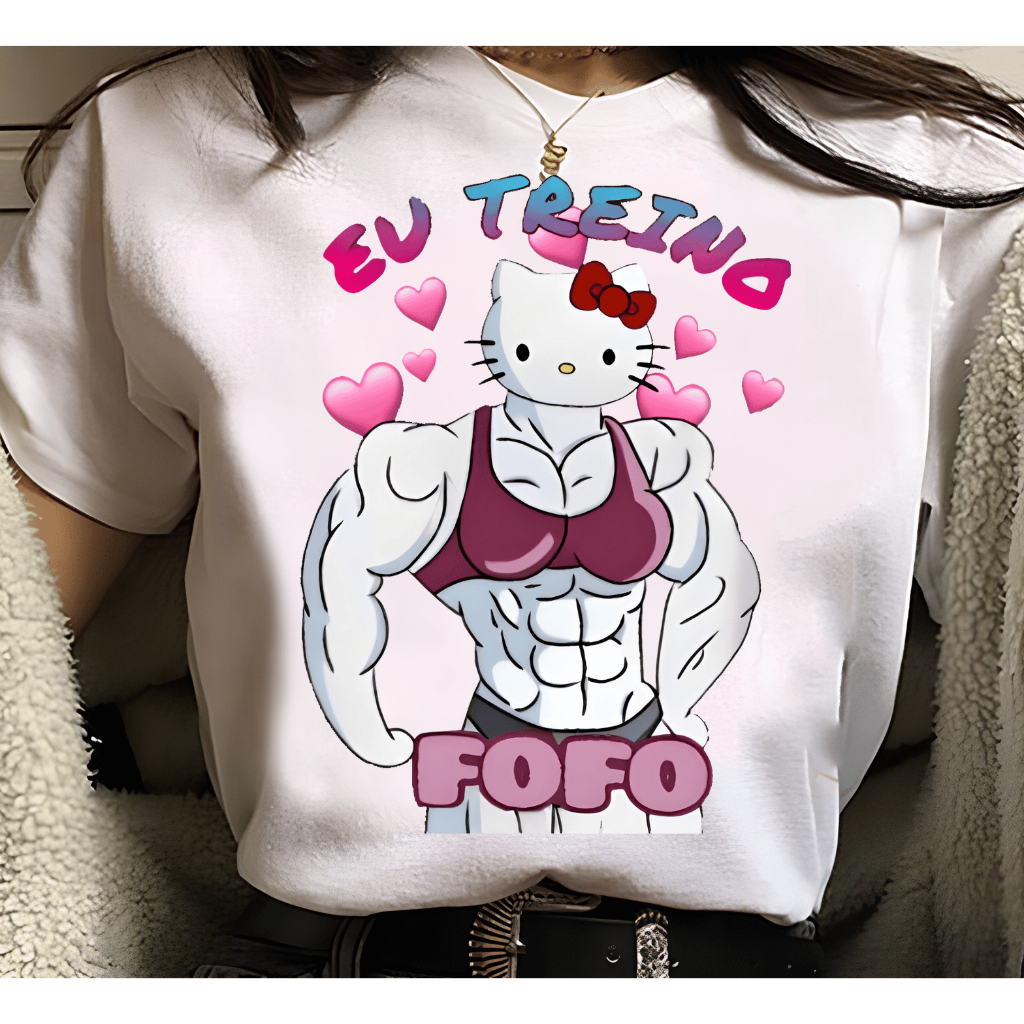 Camiseta Eu Treino Fofo Hello Kitty Maromba
