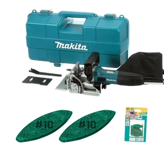 Kit Fresadora de Junção 4Pol 710W PJ7000 Makita e 40 Biscoitos #10 Wolfcraft