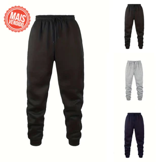 Calça De Moletom Unissex Tecido Peluciado Grosso Ideal Para Inverno Calça Jogger Frio