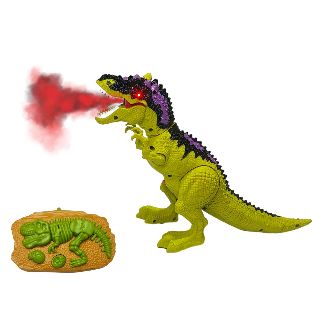 Dinossauro Rex Com Controle Remoto Anda Solta Fumaça Emite Som e Luz