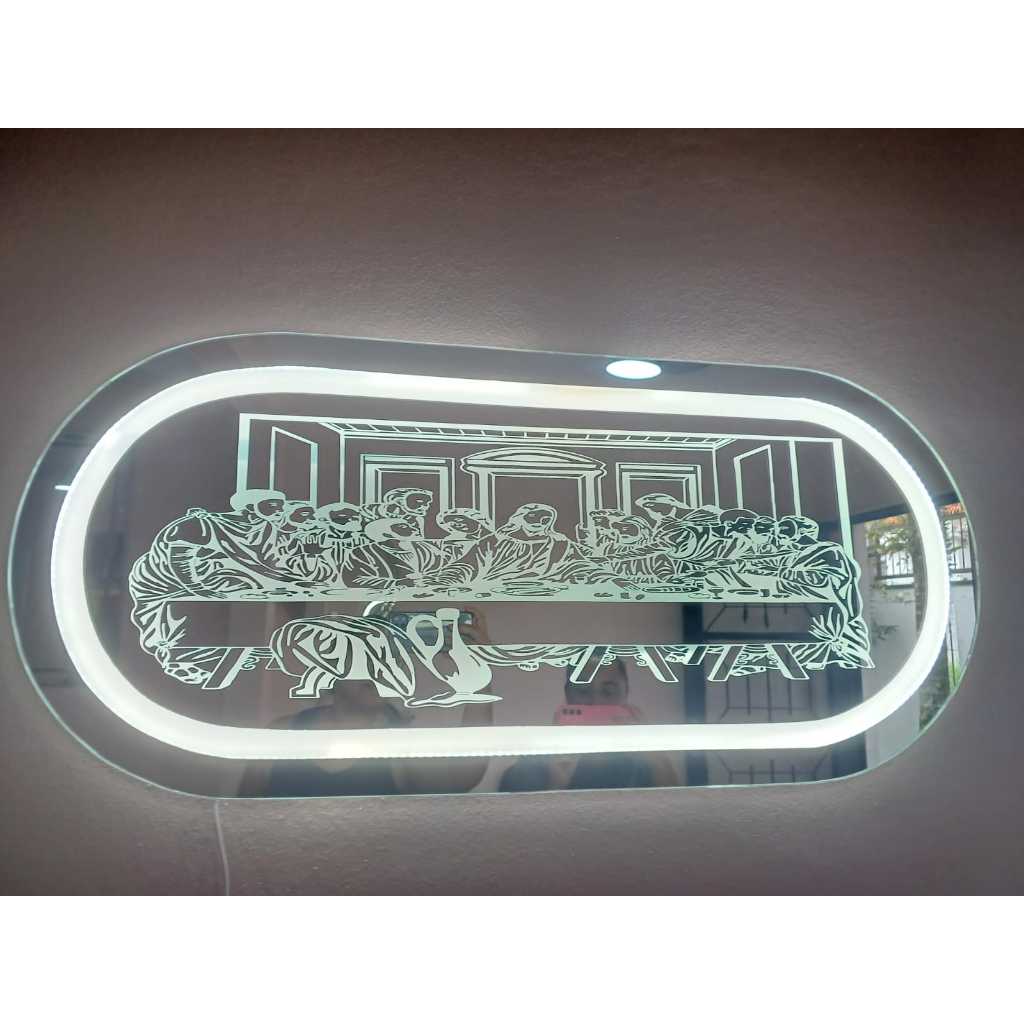 Quadro Santa Ceia, espelho com LED