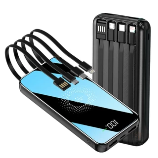 Carregador Portátil Power Bank Rápido 20.000mAh Type-C Lightning, V8, USB Com Display e Indução Magnética Magnético