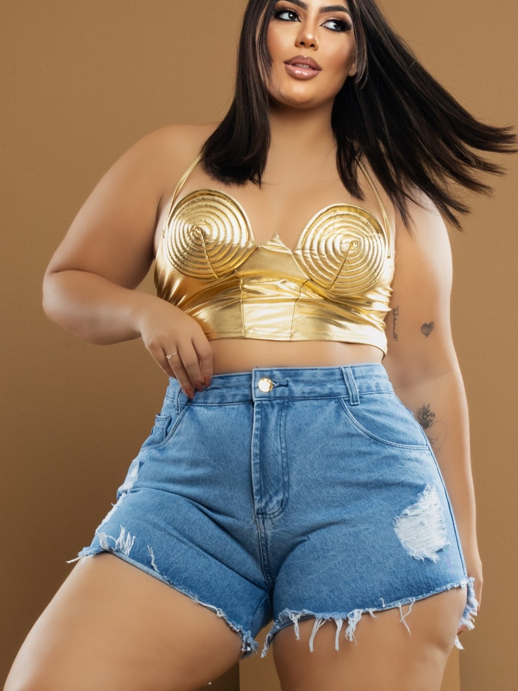 Short jeans Plus Size Hot-Paint Barra Desfiada | Shopee Brasil