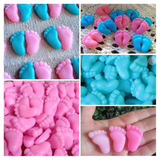 60 Mini Sabonete Pezinhos - (30 Pares) para Lembrancinha Chá Revelação - Chá de Bebê ( Escolher cor e aroma chat)
