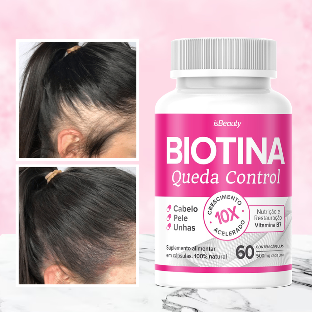 Biotina Cabelos, Pele e Unhas - Crescimento Acelerado - Queda Capilar - 60 Cápsulas - Original - Envio Rápido