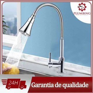 Torneira Gourmet Cozinha Bancada Mesa Pia METAL Cano Inox Flexível 1/4 de volta Dois tipos de saída de água
