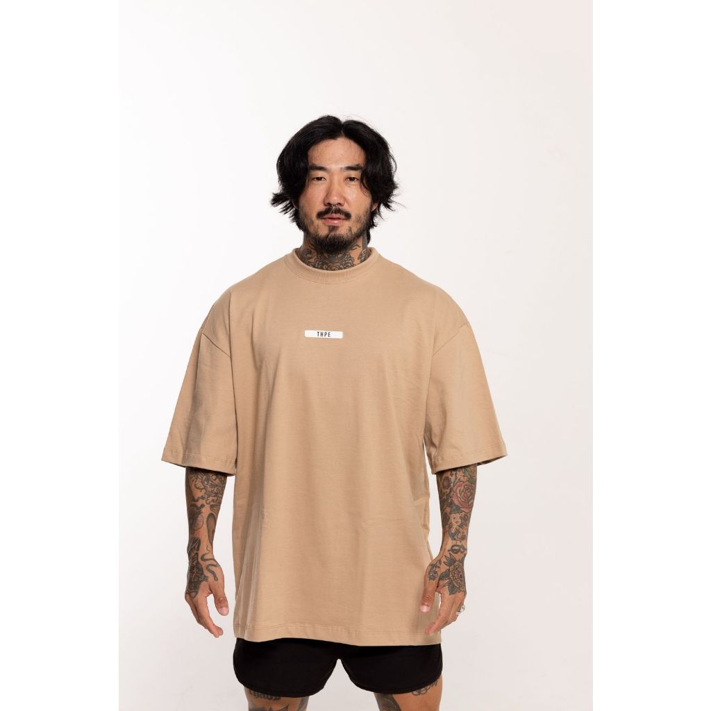 Camiseta Oversized Bege Escuro Rubber