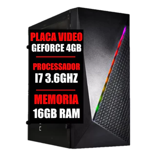 Cpu Computador PC Gamer Intel Core i7 3.6Ghz / Placa GeForce 4GB / 16GB RAM / SSD 480GB