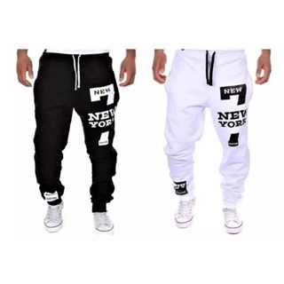 KIT 2 Calças de Moletom New York Masculina Academia Jogger Promoção