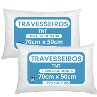 Kit 2 Travesseiro Alto Firme Antialergico 50x70cm extra macio tecido TNT fibra 100% siliconada