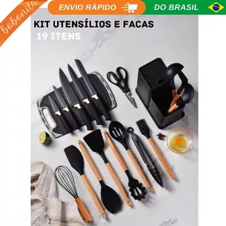 Kit Jogo de Utensílios de Cozinha em Silicone Completo - Antiaderente e Resistente ao Calor