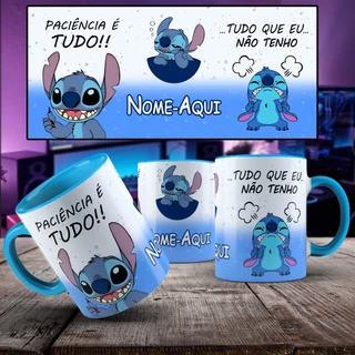 Canecas Stitch Com Seu Nome Personalizável - Cerâmica 325ml