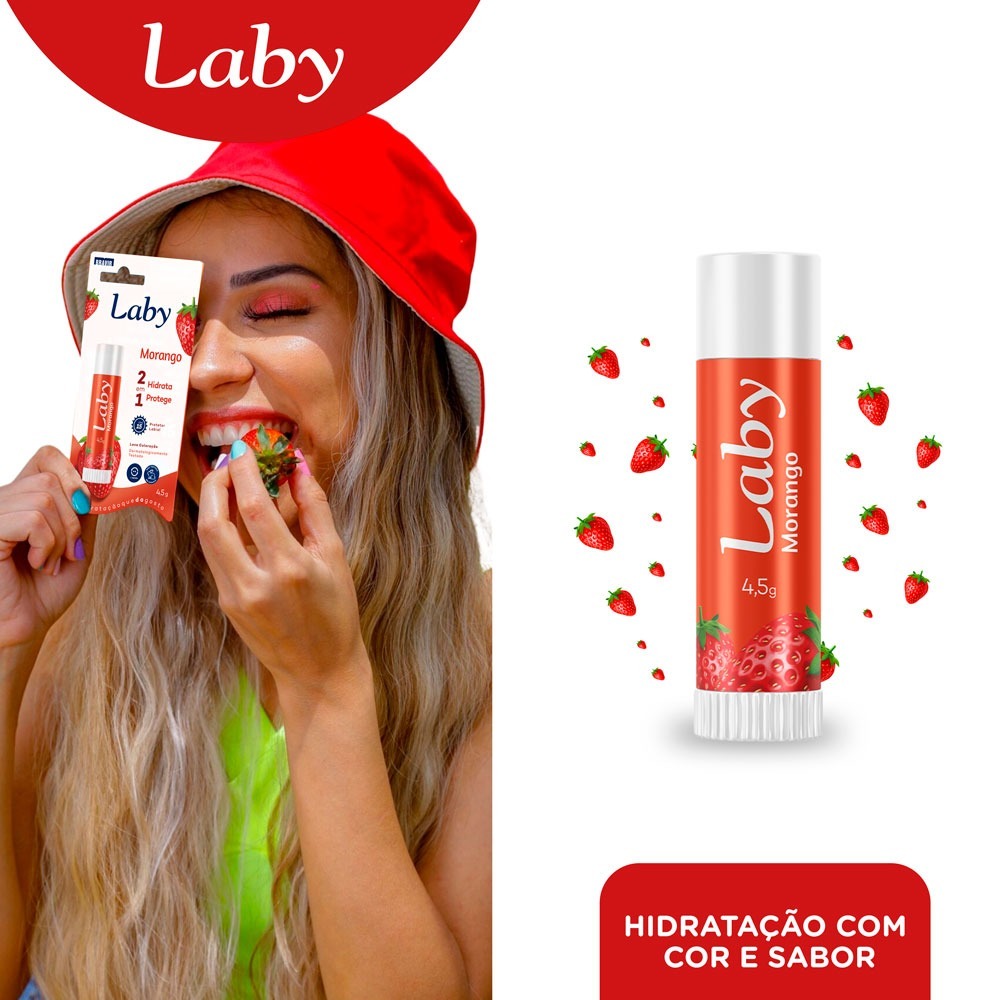 Protetor Labial Morango FPS15 Laby 2 em 1 Hidrata e Protege | Shopee Brasil