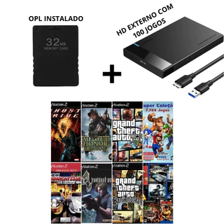 Hd Externo de 320GB/500GB Ps2 Lotado de Jogos + Memory Card 32MB com Opl Atualizada em Português só plugar e jogar