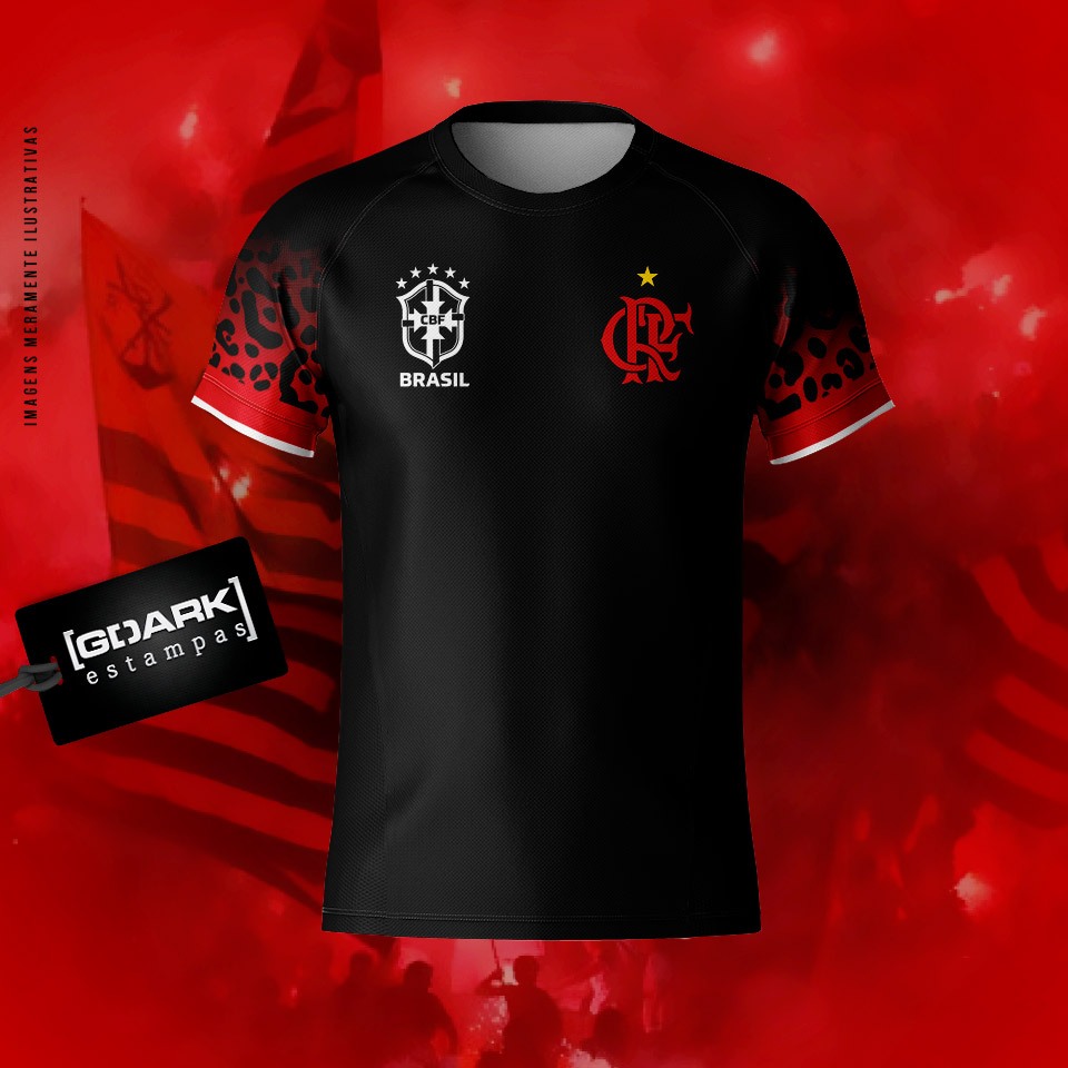 Camiseta Raglan Flamengo / Brasil Seleção Dry Fit Prime Luxo