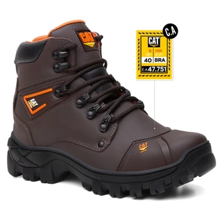 Coturno Bota Masculino Catpriime Biqueira Pvc Couro Impermeável Com C.A Envio Imediato
