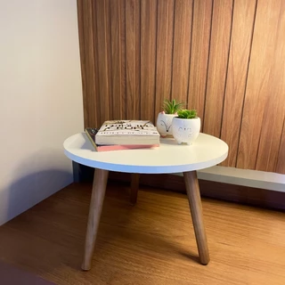Mesa Mesinha De Centro Decorativa retrô Para Sala Sofa E Apoio Pe Palito Madeira Tripe Porta Quadros E Objetos MDF Branco Ou Preto