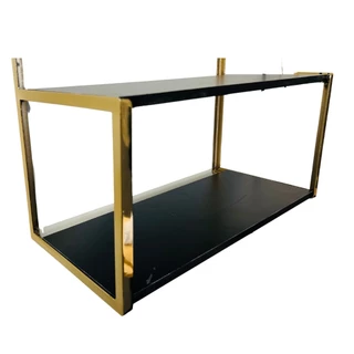 Suporte Prateleira Estilo Industrial Preta com Dourado 35 X 60 CM