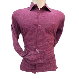 camisa social manga longa estampa com elastano não amassa passa fácil