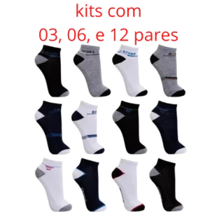 Kit com 12 Pares de Meia Cano Longo e Curto ALTO-MAX Calça 36 ao 44 Meia Grossa Algodão