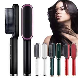 Escova Alisadora Bivolt 2 em 1 - Alisa, Hidrata, Modela, Alinha e Anti-Frizz
