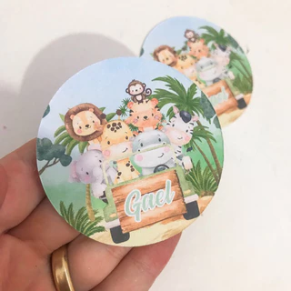 Aplique tag para esfera acrilica SAFARI BABY MENINO AQUARELA
