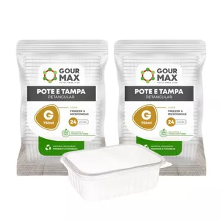 Pote Descartavel 750ml 48un Empilhavel BPA Free C/ Vedacao Marmita Fitness Freezer Microondas