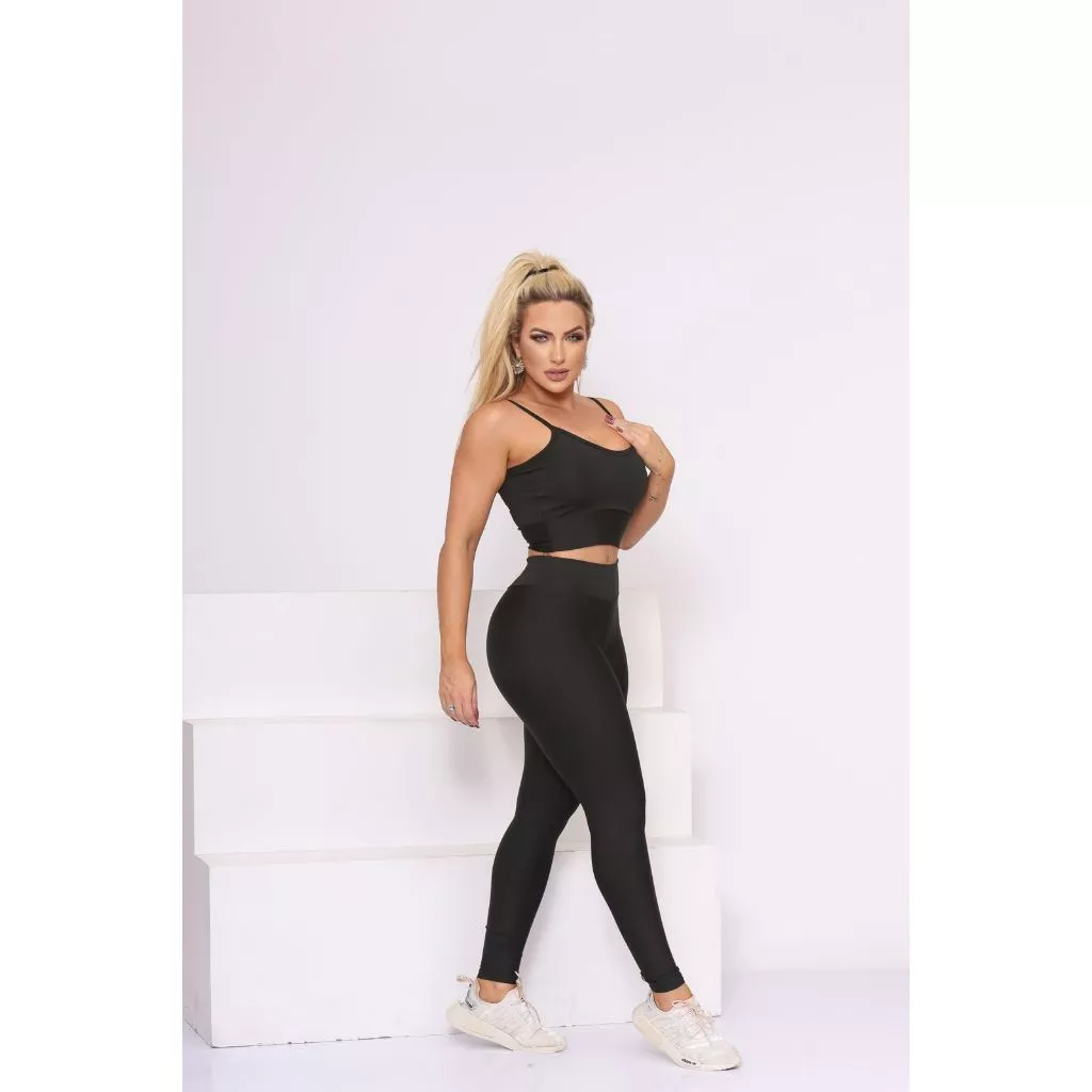 Conjunto fitness legging top suplex preto