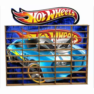 Suporte Porta Hot Wheels Para 50 Carrinhos Mdf Adesivado