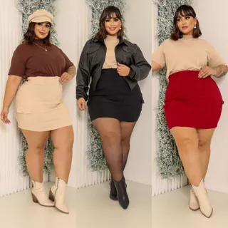 SAIA CARGO PLUS SIZE MODELO BOLSOS LATERAIS TECIDO BENGALINE POSSUI ELASTICIDADE 42 A 52
