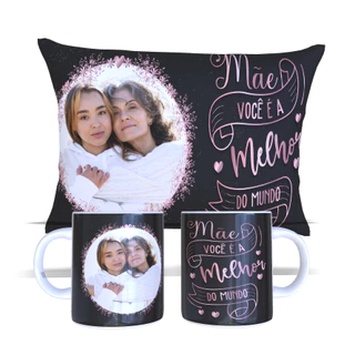 Kit Presente mãe (com foto) - 1 Almofada + 1 Caneca Porcelana