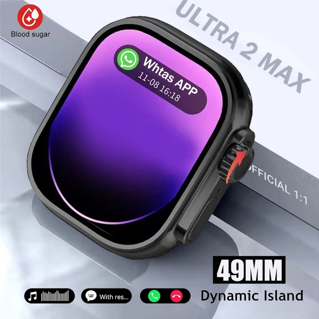Smartwatch 9 Ultra 2 max Relógio inteligente Series 9 Bússola 2.08 Tela Grande 49mm Homens Esporte Original