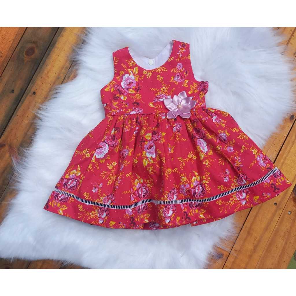 Vestido Infantil Menina 1 Ano com Ponto Palito | Shopee Brasil
