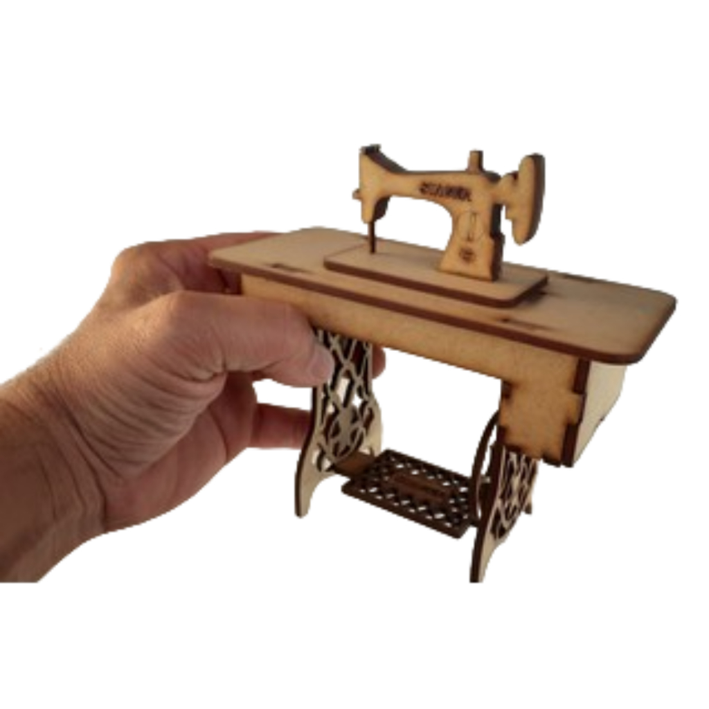 Mini Máquina de Costura Decoração Brinquedo em Mdf Artesanato