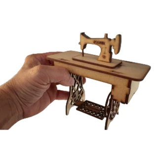 Mini Máquina de Costura Decoração Brinquedo em Mdf Artesanato