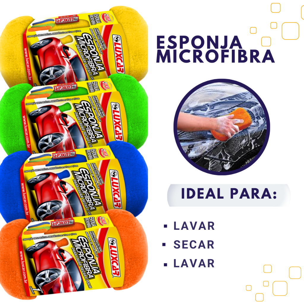 Esponja Microfibra Para Lavar, Secar, e Polir Absorve 8X Mais Água!