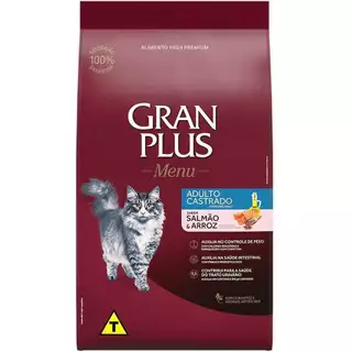 Ração Gran Plus Gatos Castrados Salmão e Arroz Menu 10,1kg Gran Plus