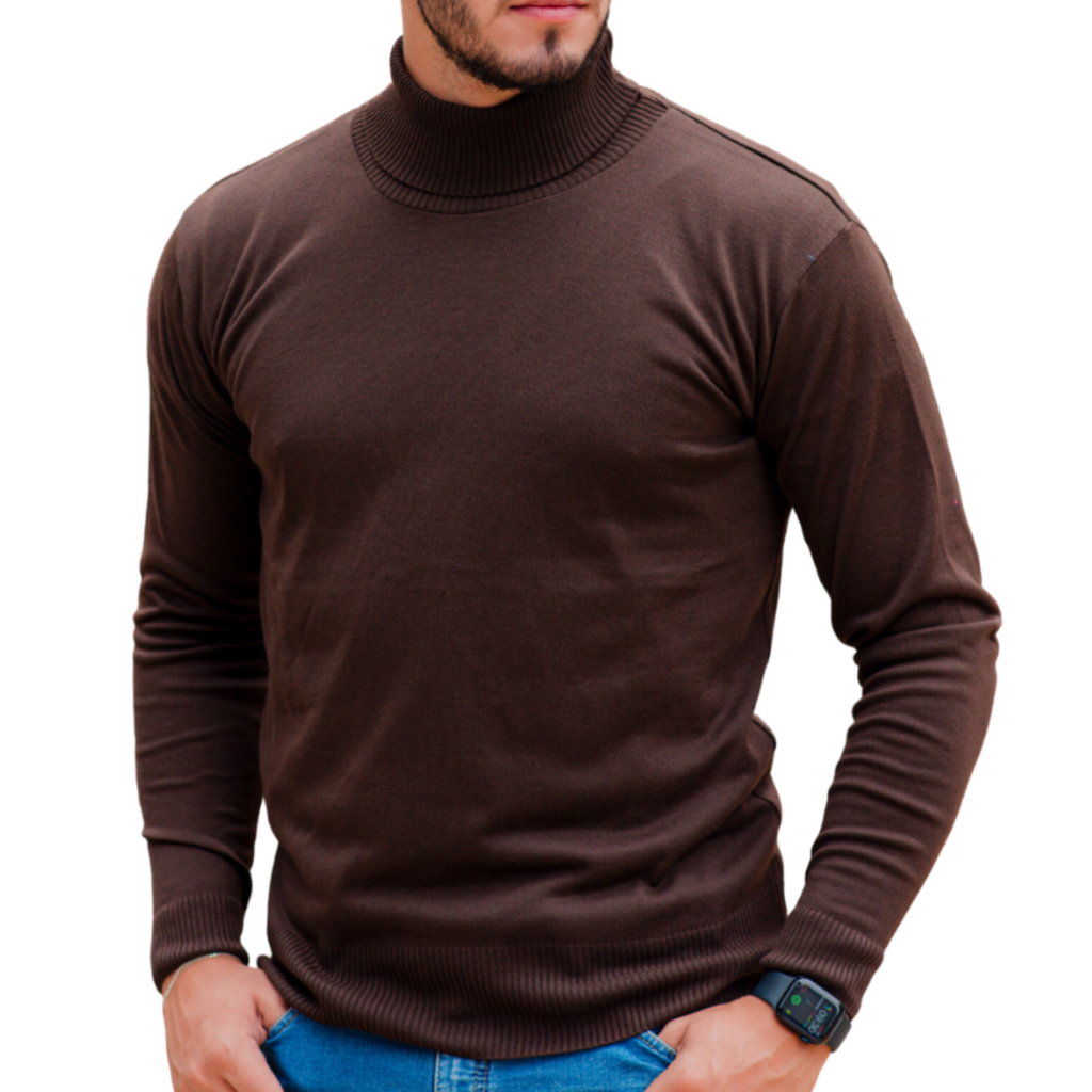 Cacharrel Blusa Trico Sueter Lã Masculina Canelada Gola Alta