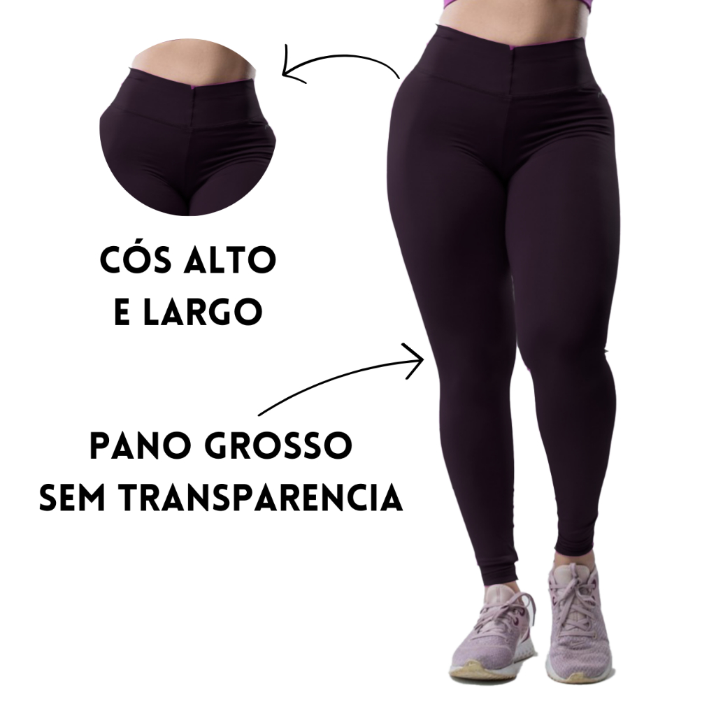 Kit 3 Calça Legging Feminina com Bolso Lateral Grossa Ideal Trabalho ...