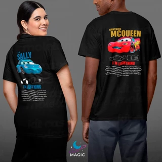 KIT CASAL Camisetas Relâmpago Mcqueen e Sally 100% algodão ALL BLACK