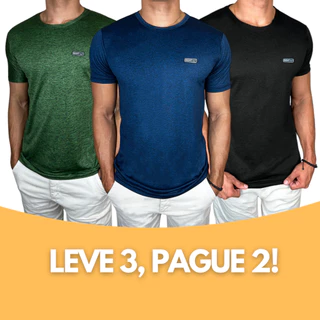 Kit 3 Camisetas Básica Masculina Camisa Manga Curta Dryfit Gola Careca Blusa Masculino Malha Fria