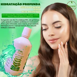 Aloe Fresh Xarmie 500ml - Gel de Babosa e Aloe Vera Puro e Orgânico Multifuncional 500g/ml e 200g/ml Tratamento de Pele, Rosto e Corpo. Para Pós Depilatorio, Pós Sol, Queimaduras, Psoraise, Rosacea, Dermatite e Cabelos