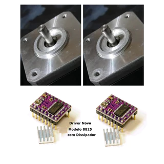 (2X) Motor de Passo Nema 17 4Kg + (2X) Driver 8825 (Novo) / Kit para Impressora 3D / CNC / Laser / Automação