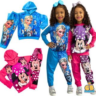 Kit 2 Conjunto Moletom Infantil Menina Flanelado C/Capuz - Envio Imediato