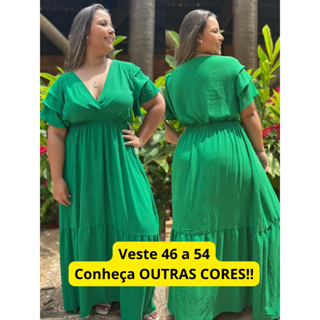 Vestido plus size Babado Soltinho Tecido Duna Três Marias Com Manga Fresquinho Levinho Ótimo Caimento