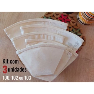 Kit com 3 Filtros Coador de Café de Pano Reutilizável 100, 102 ou 103