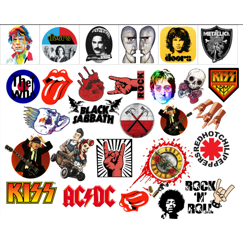 40 Adesivos Banda de ROCK, heavy metal, rock nacional, banda, música (3,0cm cada)