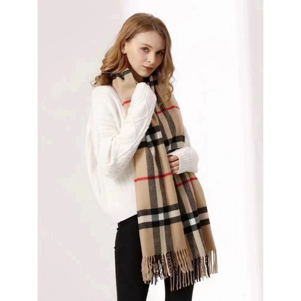 Cachecol Feminino Xadrez Grande Largo inverno tecido delicado frio pra ...