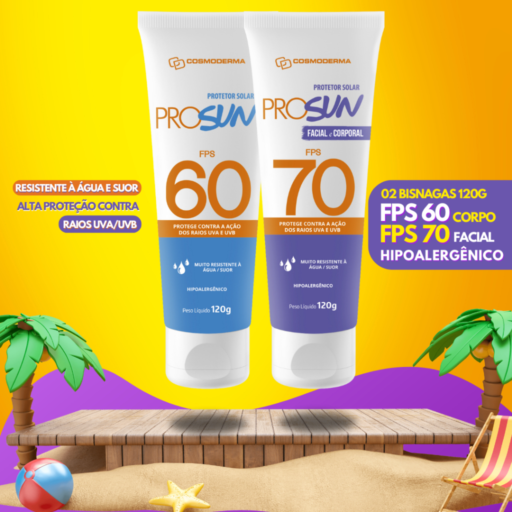 Protetor Solar Fps 60 e Fps 70 120ml Prosun - 02 unid | Shopee Brasil