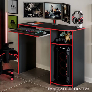 Escrivaninha Mesa Gamer Computador Pc Notebook Estudo Trabalho Espaço Cpu Sporte Teclado